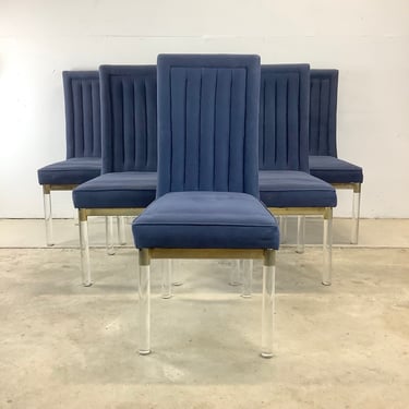 Mid-Century Lucite Leg Dining Chairs by Charles Hollis Jones- Set of Six 