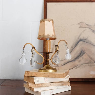 rare 1920s french brass and crystal “girandole” table lamp