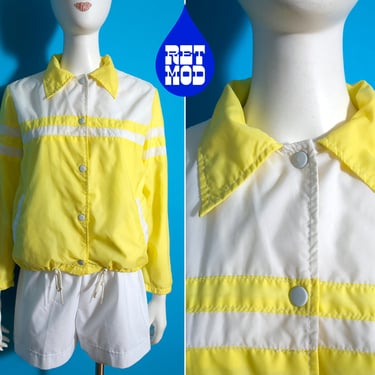 Fun Vintage 70s 80s Lemon Yellow & White Stripe Jacket 