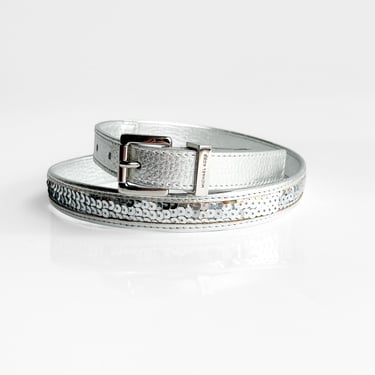 Metallic Silver Sequin Belt, sz S/M