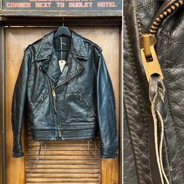 Vintage 1970’s Black Leather Motorcycle Biker MC Jacket, 70’s Biker Jacket, Vintage Jacket, Motorcycle Jacket, Vintage Clothing 