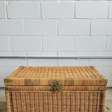 Vintage Wicker and Brass Trunk