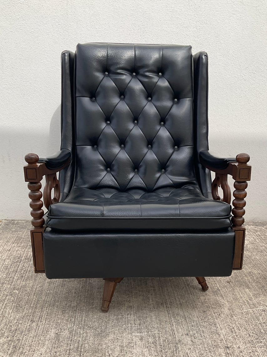 70s Black Vinyl Swivel Rocker Chair | Revival Vintage | North Loop ...