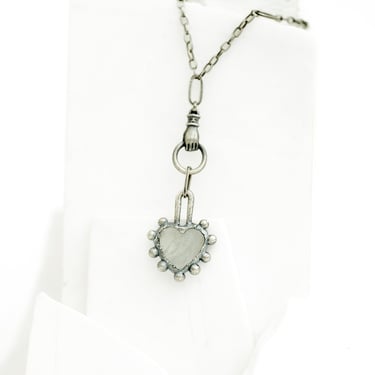 Sterling Silver Plated Copper Hand and Irregular Chain Quartz Heart Necklace