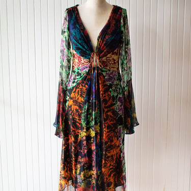 Vintage Y2K Diane Von Furstenberg Freaky Friday Silk Dress Small