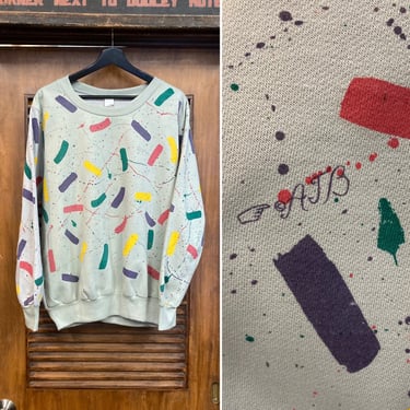 Vintage 1980’s Atomic New Wave Memphis Paint Spot Pop Art Sweatshirt, 80’s Pullover, Vintage Clothing 