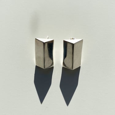 Silver Triangular Column Earrings