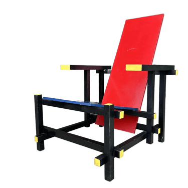 Iconic Red and Blue Armchair by Gerrit Rietvald
