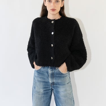 Teddy Cropped Cardigan in Black