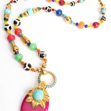 Beaded Glass Pendant Necklace