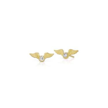 Tiny Flying Diamond Stud Earrings