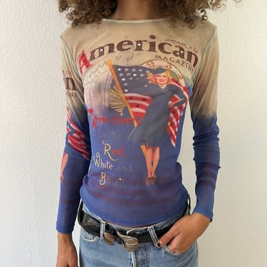 Vintage American Magazine Mesh Top 