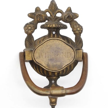 Vintage Ornate Engraved Wieland Brass Door Knocker