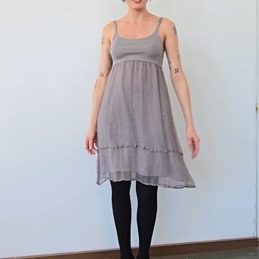 Gray Italian Silk + Cotton Soft Dress (M)