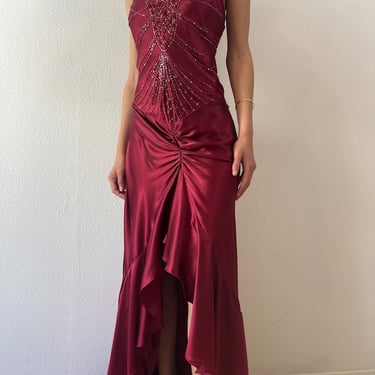 open lace back dress Crimson Nocturne