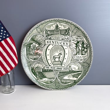 Kentucky transferware state souvenir plate - vintage 1950s road trip souvenir 