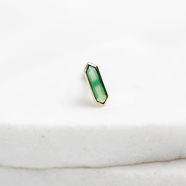 Single 9K Gold Mini Hexa Chrysoprase Stud