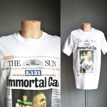 Vintage Baltimore Orioles Tshirt / Vintage Immortal Cal Ripken Tshirt / Vintage Cal Ripken Commemorative Baltimore Sun Cal Ripken Tshirt 