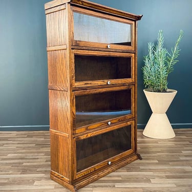 Vintage Barristers Oak & Glass 4-Tier Bookcase Shelf Cabinet, c.1960’s 