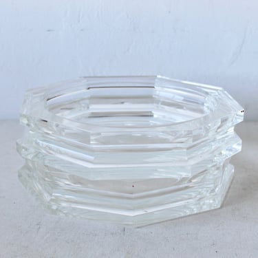 Michael Kazan Style Hexagon Lucite Decorative Bowl Vintage- a pair 