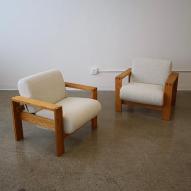 1970s Oak Lounge Chairs, a pair 