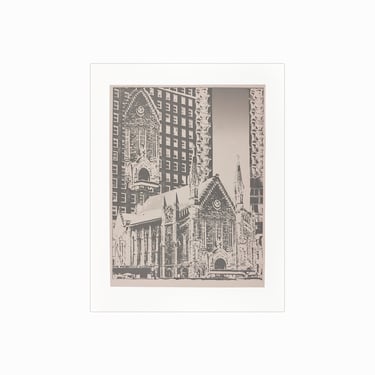 Duotone Photo Print on Paper Chicago Architecture Water Tower 