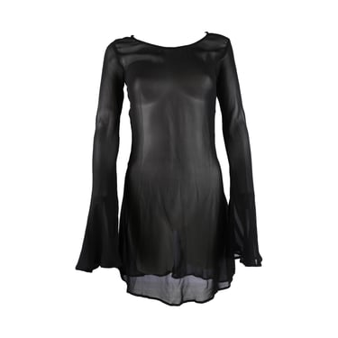 Dolce and Gabbana Black Sheer Button Dress