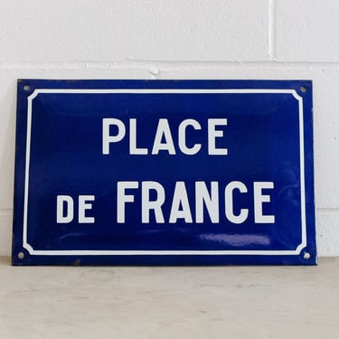 "place de france" vintage french enamel street sign