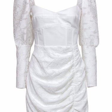 Self-Portrait - White Lace Mini Dress w/ Sweetheart Neckline & Corset Details Sz 8