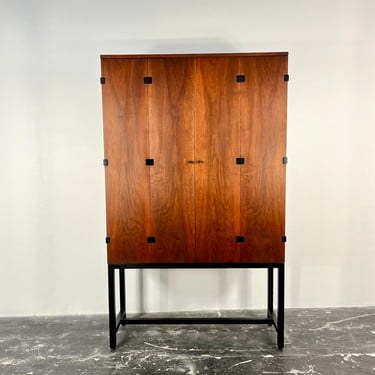 Milo Baughman Cabinet in Walnut and Black Lacquer for Directional