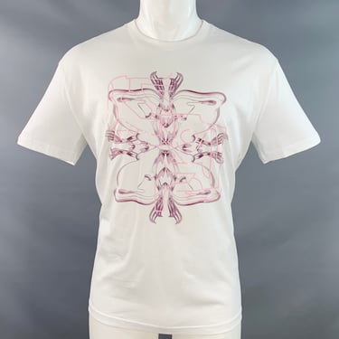 GIVENCHY 2020 Size M Lunar New Year White Pink Rat Print Cotton Crew Neck T-shirt