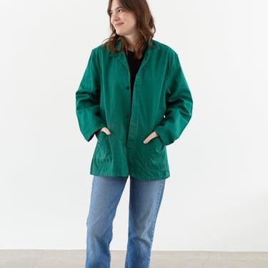 Vintage Emerald Green Chore Jacket | Unisex Cotton Utility Work | Made in Italy | M L | IT428 