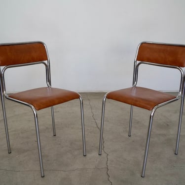 Pair of 1970's Mid-century Modern Italian Dining Chairs 