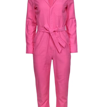 J.Crew - Neon Pink Coverall Cotton Pilot Jumpsuit w/ Belt Sz 2