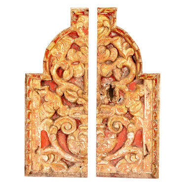 Pair of 17th Century Italian Giltwood Cabinet Doors