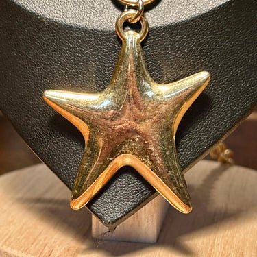 Vintage Star Pendant Necklace Gold Tone Extra Long Chain 32” Vintage Retro 90s Fashion Jewelry 