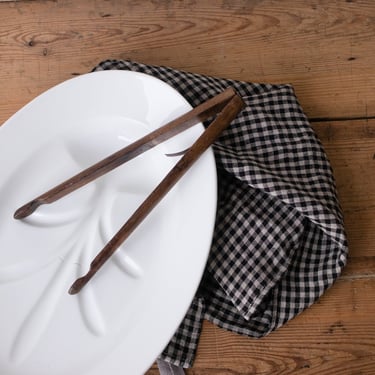 Porcelain Meat Platter with Wood Tongs