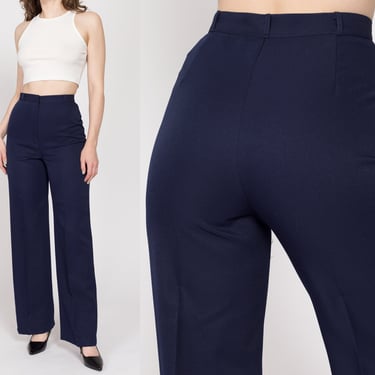 Small 70s Navy Blue High Waisted Trousers NWT 26.5