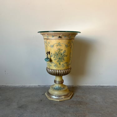 Neoclassical Venetian Hand Paint Urn Form Bedside or End Table 