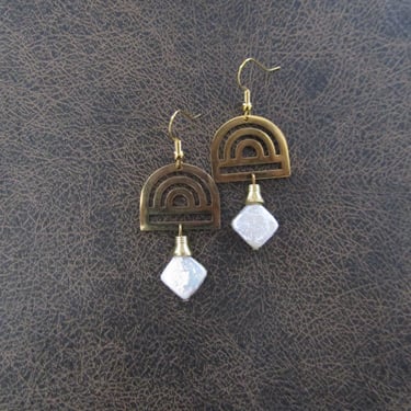 Gold and pearl mid century modern earrings 