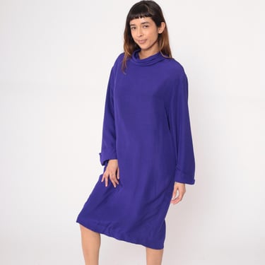 90s Purple Silk Dress Long Sleeve Minimalist Vintage | Shop Exile - Tucson,  AZ | ATTIC