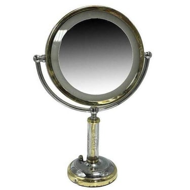 High Style Brass & Chrome Florescence Magnifying Vanity/Jewelry Mirror 