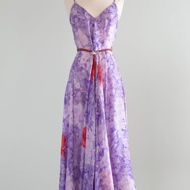Fabulous 1970's Silk Summer Dress By Basile Made in Italy / SM