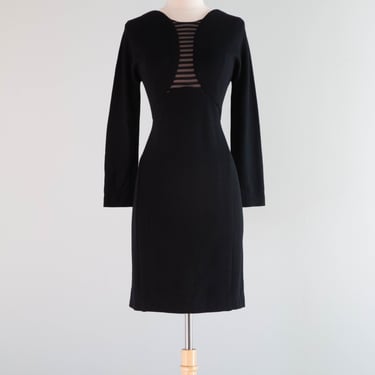 Iconic 1990's Geoffrey Beene Wool Jersey Knit Body Con Dress / Medium