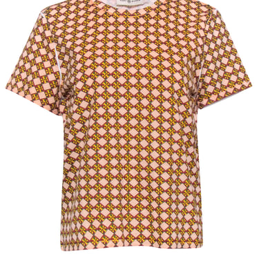 Tory Burch - Pink w/ Multicolor Log Print T-Shirt Sz L