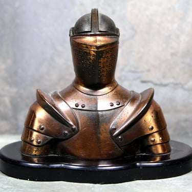 Negbaur Knight Cigarette Lighter - Copper-Plated Knight Bust - Gorgeous, Mid-Century Table Lighter | Bixley Shop 