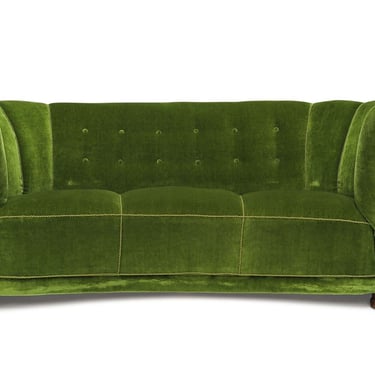 1930's Danish Deco Sofa in Original Green Mohair
