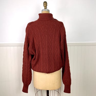1980s Calvin Klein oversized cable knit wool sweater - size medium 