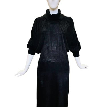 1970's Black Dolman Sleeve Sweater Dress