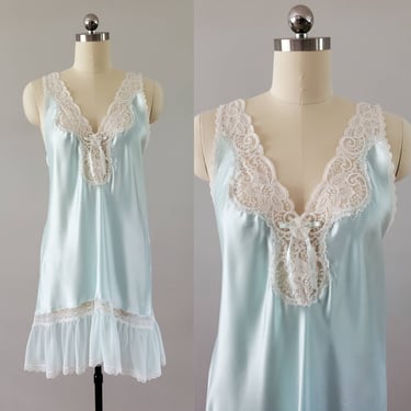 1980s Nightie by Miss Elaine 80s Lingerie 80's Sleepwear Women's Vintage Size Large 